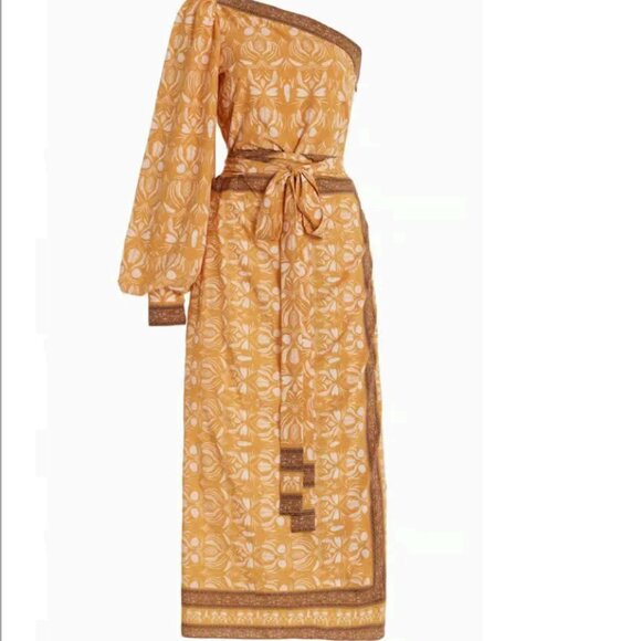 Andres Otalora Abril Asymmetric Pareo Midi Dress Size Orange/Brown Small NWT - Picture 7 of 15